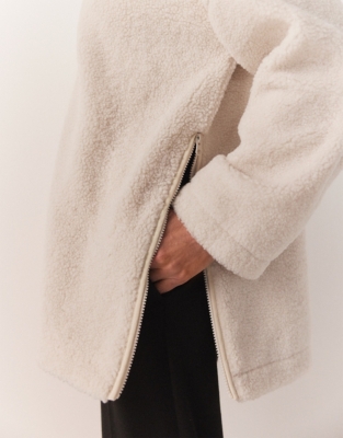 Borg Oversized Side Zip Hoodie