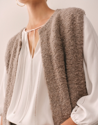 Bouclé Knitted Gilet with Alpaca - Hot Chocolate
