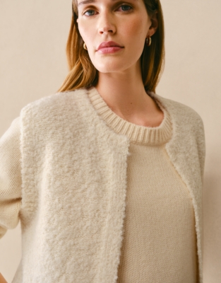 Bouclé Knitted Gilet with Alpaca - Scandi White