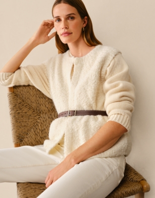 Bouclé Knitted Gilet with Alpaca - Scandi White