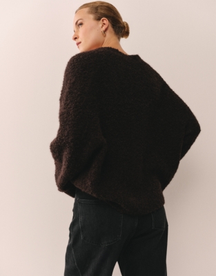Bouclé V-Neck Cardigan with Alpaca