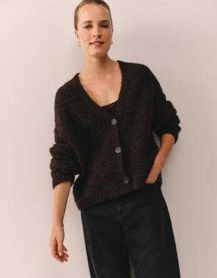 Bouclé V-Neck Cardigan with Alpaca