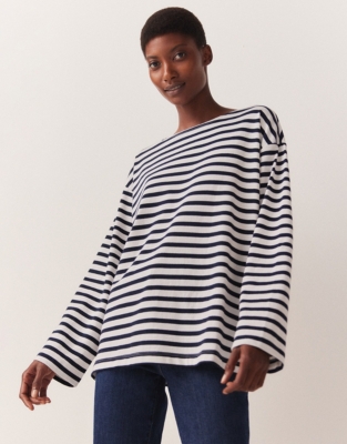 Boxy Breton Stripe Jersey Top | All Clothing Sale | The White Company US