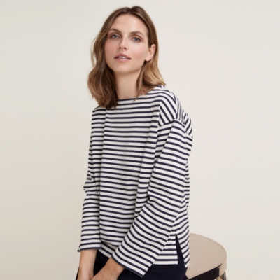 Boxy Breton Stripe Jersey Top