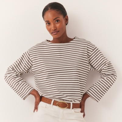 Boxy Breton Stripe Jersey Top