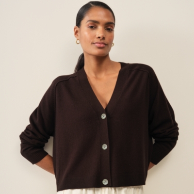 Boxy Cropped Cardigan with Cashmere