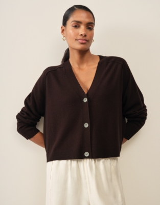 Boxy Cropped Cardigan with Cashmere