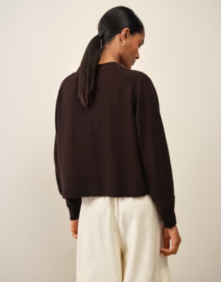 Boxy Cropped Cardigan with Cashmere
