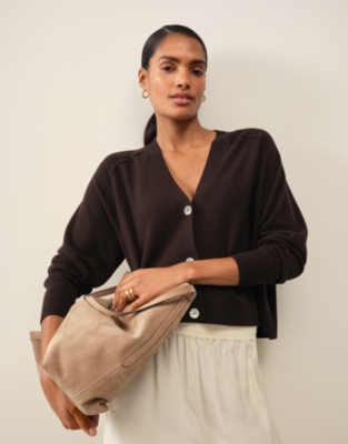 Boxy Cropped Cardigan with Cashmere