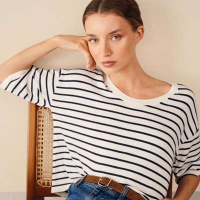 Boxy Stripe Jumper with Recycled Cotton