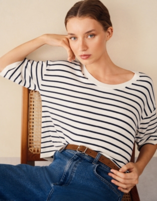 Boxy Stripe Jumper with Recycled Cotton