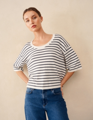 Boxy Stripe Jumper with Recycled Cotton