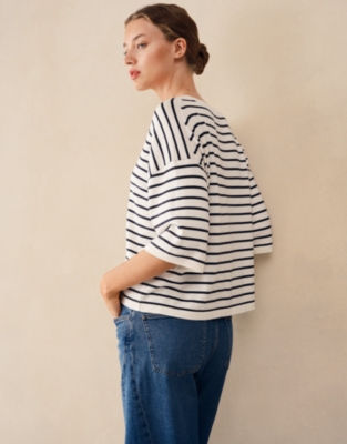 Boxy Stripe Jumper with Recycled Cotton