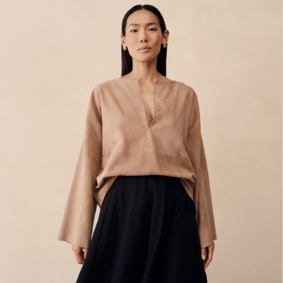 Boxy Suede Panelled Top