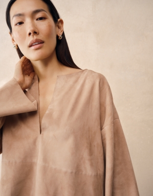 Boxy Suede Panelled Top