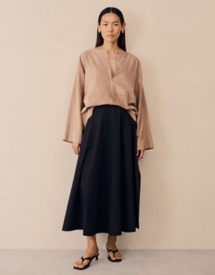 Boxy Suede Panelled Top