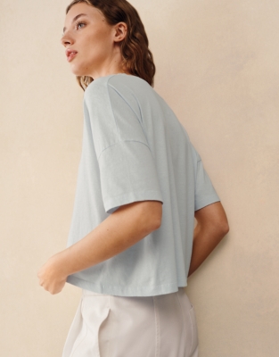 Boxy V-Neck Tee - Baby Blue