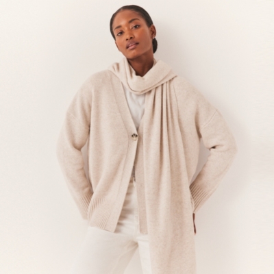 Boyfriend Cardigan With Attached Scarf