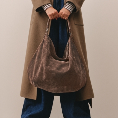 Braided Handle Large Hybrid Hobo Bag