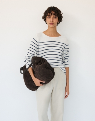 Braided Handle Large Hybrid Hobo Bag
