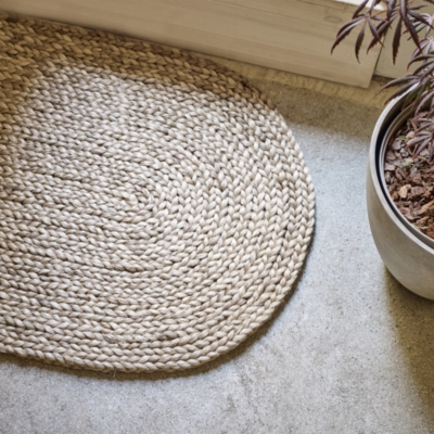 Braided Jute Oval Double Doormat, Rugs