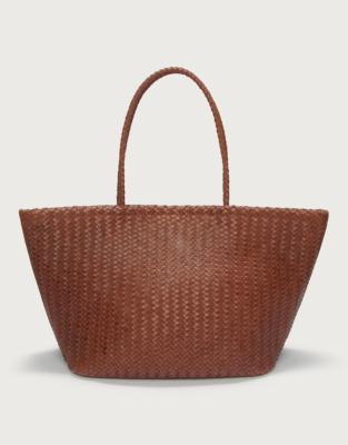 braided leather tote bag