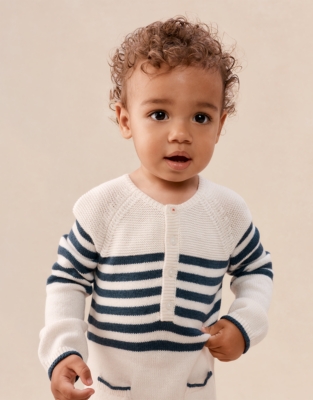 Breton Knitted Romper — with Cashmere (0–24mths)