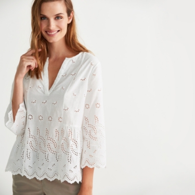 white broderie peplum top