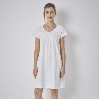 Broderie Detail Dot Nightie | The White Company UK