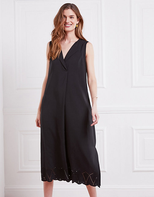 Broderie Hem Midi Dress | Clothing Sale | The White Company UK