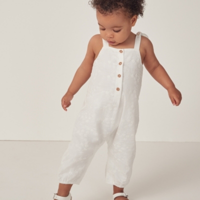 Broderie Tie Shoulder Romper (0–18mths)