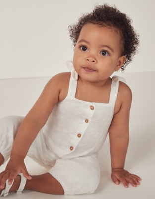 Broderie Tie Shoulder Romper (0–18mths)