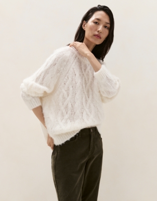 Brushed Cable Jumper with Alpaca