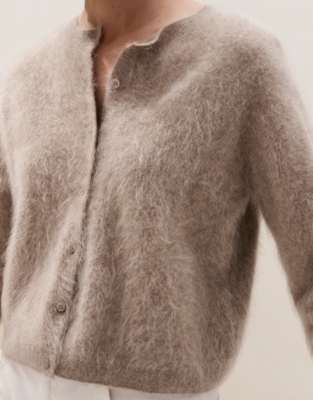 Brushed Cashmere Cardigan - Neutral