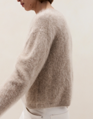 Brushed Cashmere Cardigan - Neutral