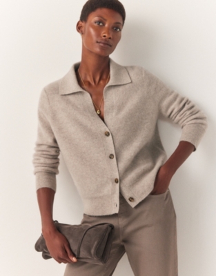 Brushed Cashmere Collared Cardigan, All Clothing Sale