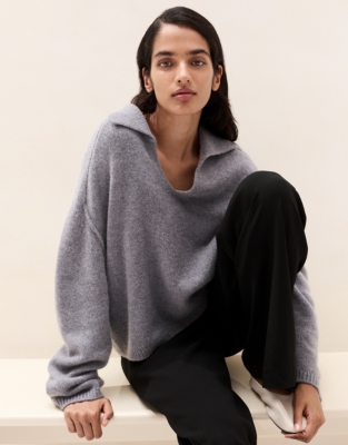 Brushed Cashmere Collared Jumper