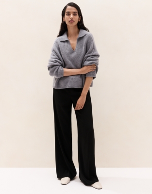 Brushed Cashmere Collared Jumper
