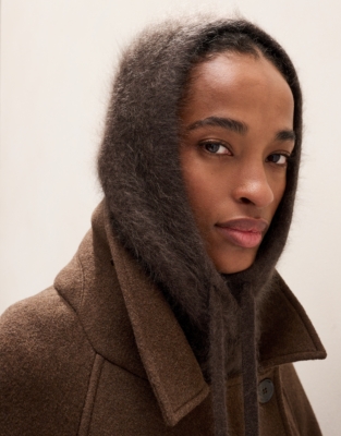 Brushed Cashmere Hood - Dark Chocolate
