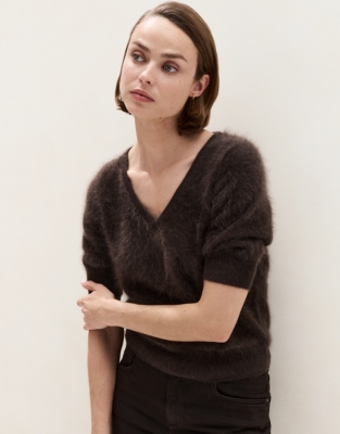 Brushed Cashmere Knitted T-shirt
