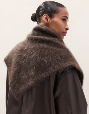 Brushed Cashmere Neck Scarf - Dark Chocolate