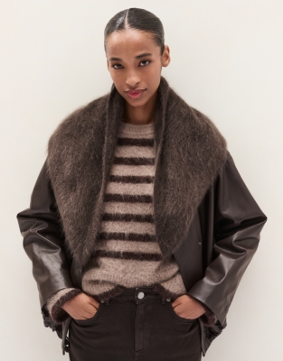 Brushed Cashmere Neck Scarf - Dark Chocolate