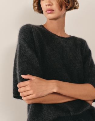 Brushed Cashmere Oversized Knitted T-shirt