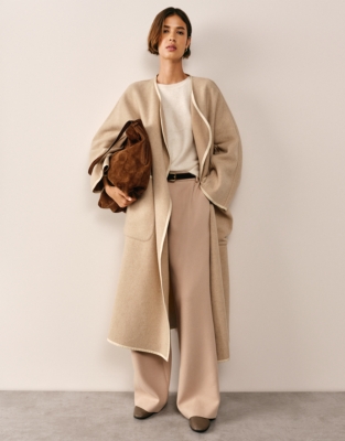 Brushed Cashmere Oversized Knitted T-shirt - Porcelain