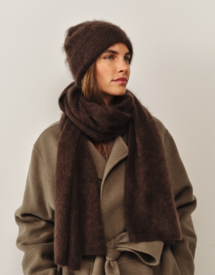 Brushed Cashmere Scarf - Dark Chocolate