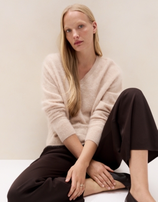 Brushed Cashmere V-Detail Jumper