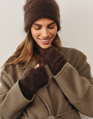 Brushed Cashmere Wrist Warmers - Dark Chocolate