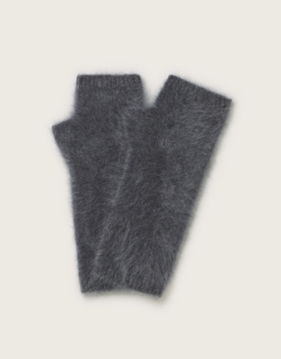 Brushed Cashmere Wrist Warmers - Grey