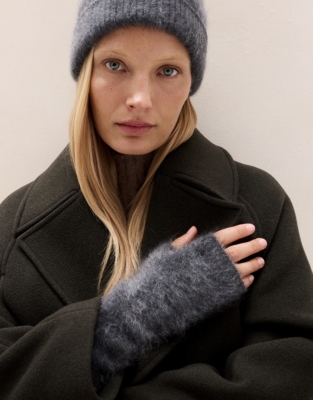 Brushed Cashmere Wrist Warmers - Grey