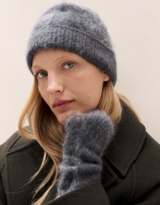 Brushed Cashmere Wrist Warmers - Grey